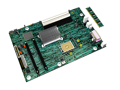 Modern Computer Motherboard Computer Memory Motherboard 3d model