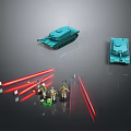 Military Vehicles Including Tanks And Soldiers With Laser Effects