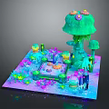 Vibrant Underwater Natural Scene with Green Coral Mushrooms Colorful Corals Seashells and Starfish