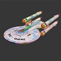 Detailed Spaceship Model With Disc Shaped Design NCC 1864 Blue White Paint And Engine Details