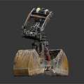 Function Vehicle Heavy Duty Bucket Attachment With Industrial Metal Structure And Rusty Surface 3d model