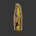 Steampunk Mechanical Ornament With Brass Structure Transparent Cylinder Leather Wrapped Section And Carved Wooden Base