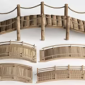 Wooden Arched Landscape Bridge With Railings And Natural Design Details