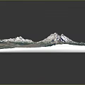 Satellite View Of Volcanic Mountain Terrain With Snow Capped Peaks And Green Vegetation