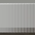 Modern White Vertical Striped Curtains Interior Against Gray Wall And Wooden Floor