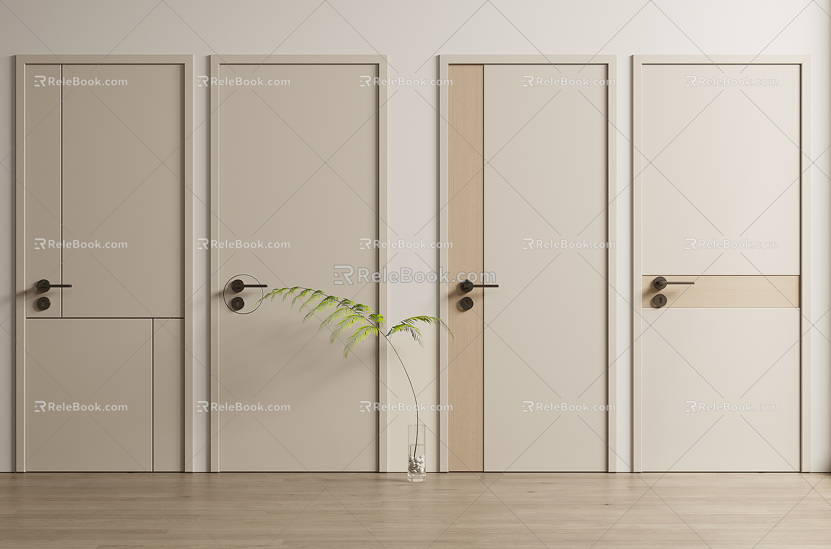 Modern swing door bedroom door 3d model