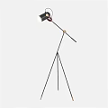 Modern Floor Lamp With Tripod Base Adjustable Head And Wooden Details