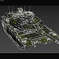 Modern Military Tank With Camouflage Paint Cannon Turret Tracks And Serial Number