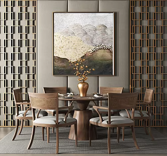 New Chinese Dining Table and Chair Combination 3d model