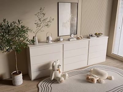 Modern Cream Style Cabinet Whole Cabinet Sideboard Cabinet Balcony Cabinet Storage Cabinet Entrance Cabinet 3d model