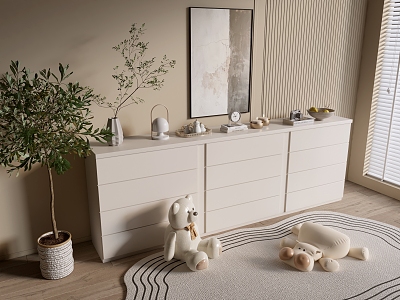 Modern Cream Style Cabinet Whole Cabinet Sideboard Cabinet Balcony Cabinet Storage Cabinet Entrance Cabinet 3d model