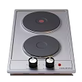 Modern Stainless Steel Electric Cooktop With Two Burners And Knob Controls