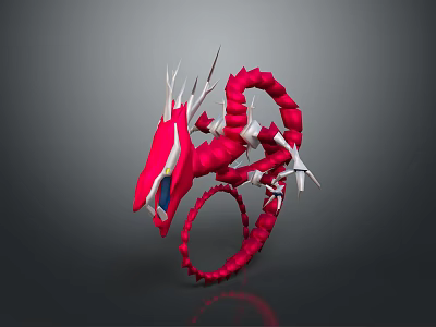 Fantasy Character And Mythical Red Dragon With Curved Body Sharp Horns And White Spikes 3d model