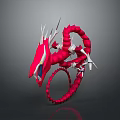 Fantasy Character And Mythical Red Dragon With Curved Body Sharp Horns And White Spikes