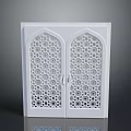 Elegant White Furniture Double Doors With Intricate Laser Cut Geometric Patterns