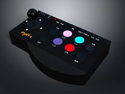 Professional VJ Controller With Black Joystick Knob And Colorful Function Buttons 3d model