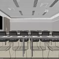 Modern Conference Room Interior With Long Table Black Chairs Large Screen And Company Logo