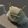 Classic Stone Camel Landscape Sculpture With Back Carrying Frame And Bundle 3d model