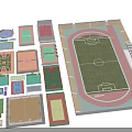 Standard Football Field With Running Track And Adjacent Multiple Sports Courts 3d model