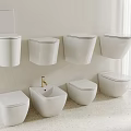 Modern White Toilets Featuring Different Styles Including Wall Mounted And Floor Standing 3d model