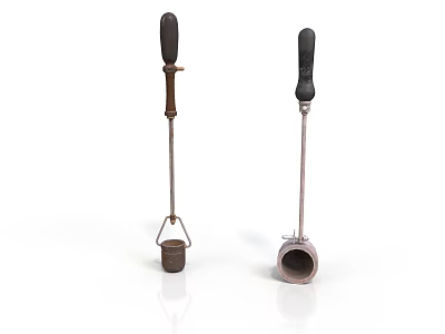 Durable Metal Hand Tools With Long Handles Black Grips And Different Bases 3d model