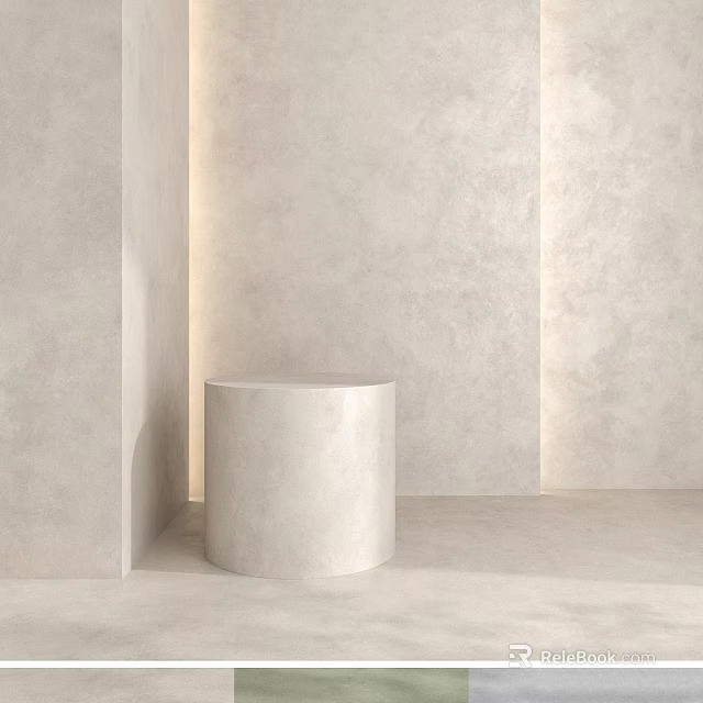 White Cylindrical Structure In Minimalist Light Colored Room With Smooth Surfaces 3d model 