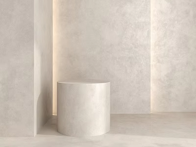 White Cylindrical Structure In Minimalist Light Colored Room With Smooth Surfaces 3d model