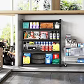 Organized Garage Space With Shelving Unit Tools Cleaning Supplies And Metal Cart