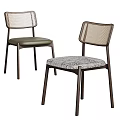 Modern Dining Chairs With Woven Backrest Different Seat Materials And Dark Frame 3d model
