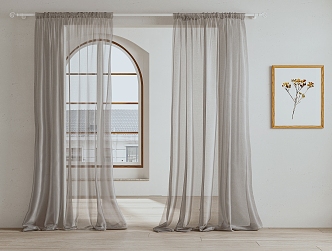 modern curtain gauze curtain 3d model