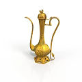 Golden Traditional Teapot With Intricate Decorative Patterns As Elegant Household Item