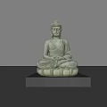 Seated Buddha Stone Sculpture With Intricate Carving And Lotus Base