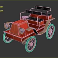 Vintage Red Open Top Car With Black Seats And Brass Wheels