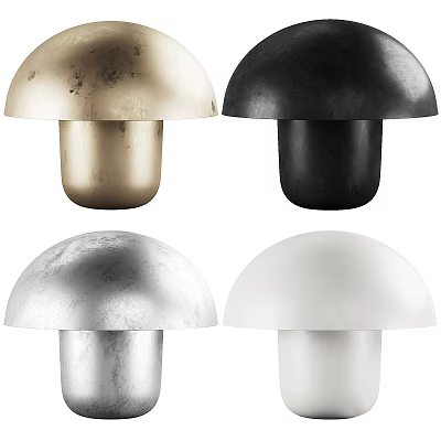 Stylish Mushroom Shaped Table Lamp with Gold Black Silver and White Finishes 3d model
