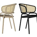 Modern Leisure Chairs With Woven Backrest Armrest Light Wood And Black Frame