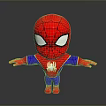 Chibi Spider Man Character In Red And Blue Costume With Spider Emblem And Outstretched Arms
