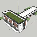 Modern Community Building Exterior With Wooden Strip Facade Greenery Pedestrians And Vehicles