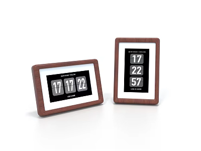 Two Wooden Photo Frames With Brown Border And Digital Number 3d model