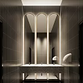 Modern Public Restroom Design With Urinals Partitions And Tile Walls