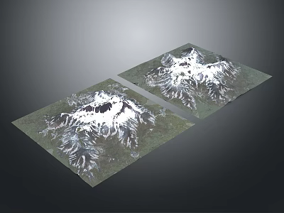 Detailed Mountain Terrain Displaying Snow Covered Peaks And Green Vegetation In Satellite View 3d model