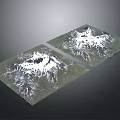 Detailed Mountain Terrain Displaying Snow Covered Peaks And Green Vegetation In Satellite View