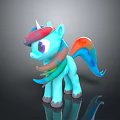Blue Unicorn Pony Toy with Rainbow Mane Tail and Purple Eyes