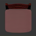 Stylish Red Wooden Chair With Wavy Backrest And Pink Seat Cushion
