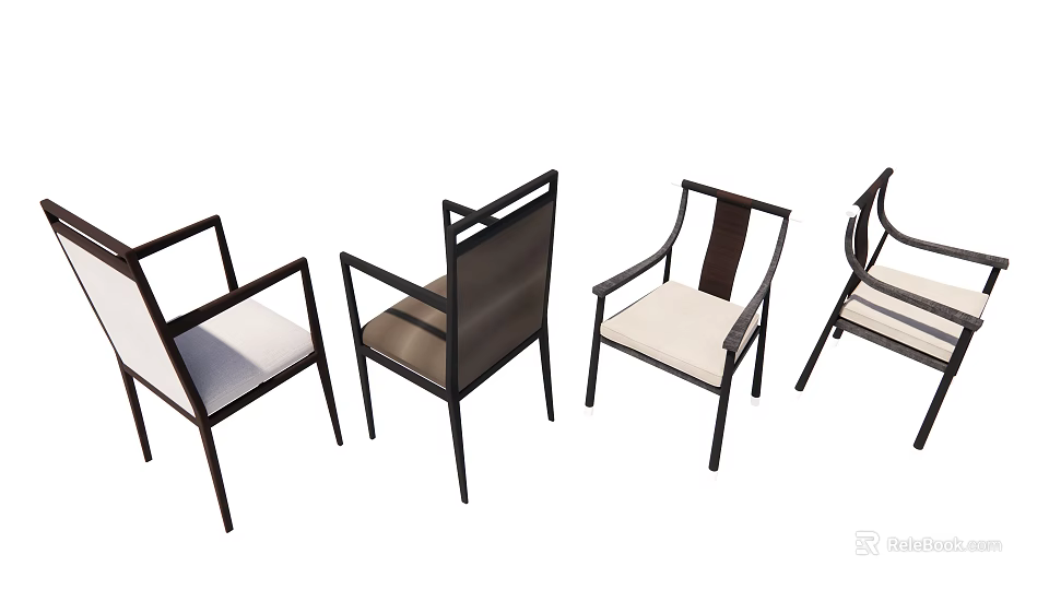 Modern Leisure Chairs With Multiple Designs Metal Frames And Fabric Seats 3d model
