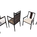 Modern Leisure Chairs With Multiple Designs Metal Frames And Fabric Seats 3d model