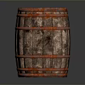 Rustic Wooden Barrel With Red Metal Hoops For Home Living Supplies
