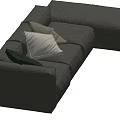 Gray Modular Sectional Sofa With White And Green Cushions Modern Design 3d model