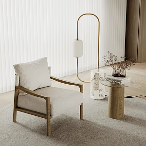 Leisure chair side table combination floor lamp decorative ornaments 3d model