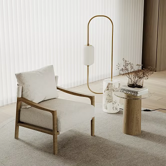 Leisure chair side table combination floor lamp decorative ornaments 3d model