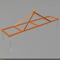 Orange Construction Component Frame With Yellow Top Part And Hanging Chains 3d model